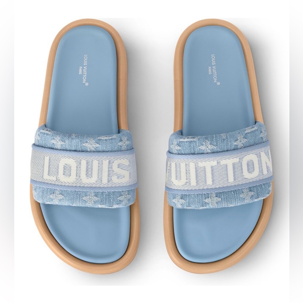 NWT Louis Vuitton LV Bliss Comfort Mule Slides - Blue Denim